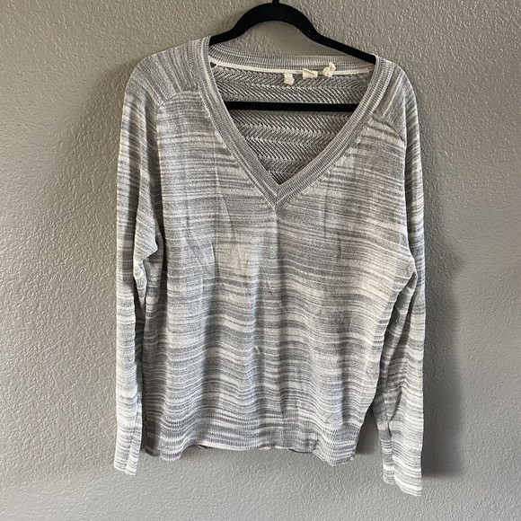MOTH Anthropologie  Sweater Gray Marled Sheer Pullover Lightweight size large - Picture 1 of 9